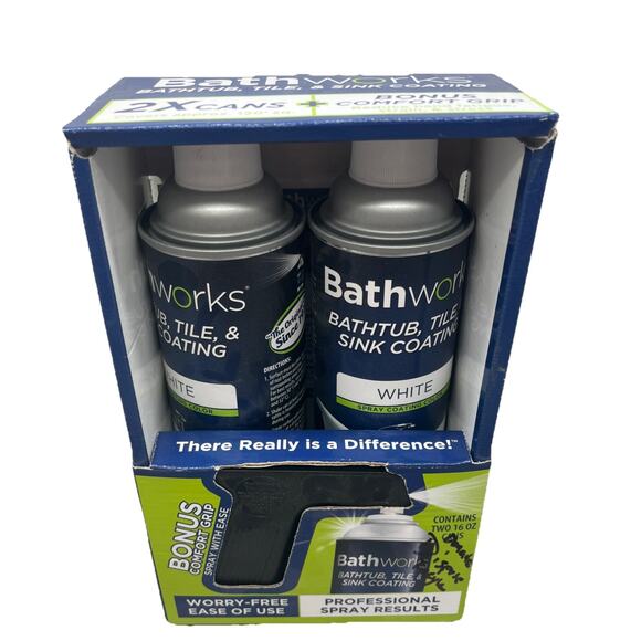 Bathworks Bathtub Refinishing Kit - 2 Spray Cans, WHITE, Approx 120’ Sq. {3}. - Picture 1 of 11